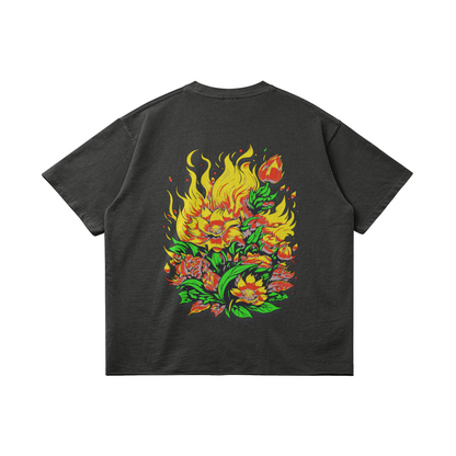 Fire-Rose Raw Hem T-Shirt