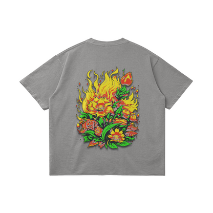 Fire-Rose Raw Hem T-Shirt